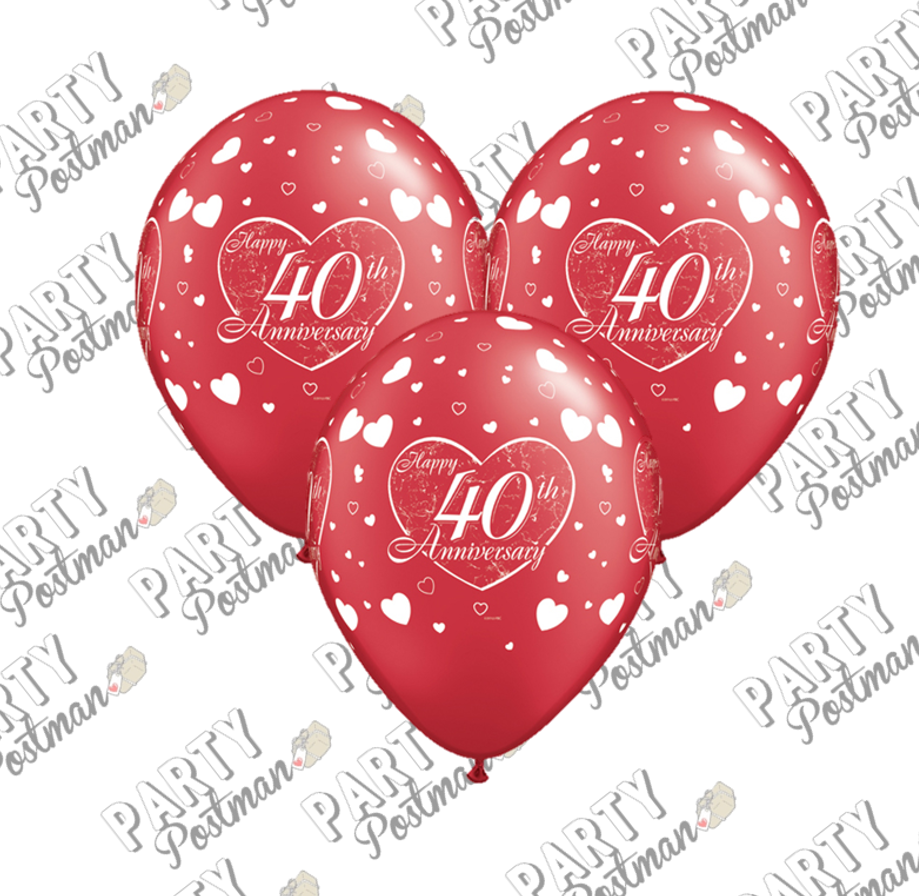 11 inch Red 40th Wedding Anniversary Balloons  The Party 