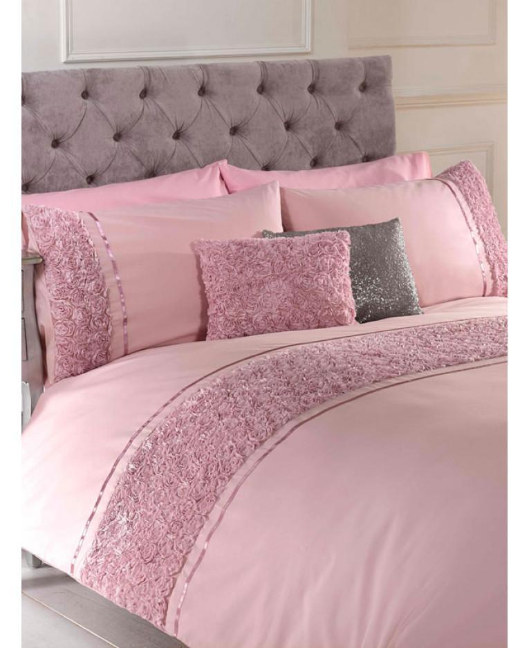 Limoges Rose Ruffle Blush Pink Duvet Cover And Pillowcase Set