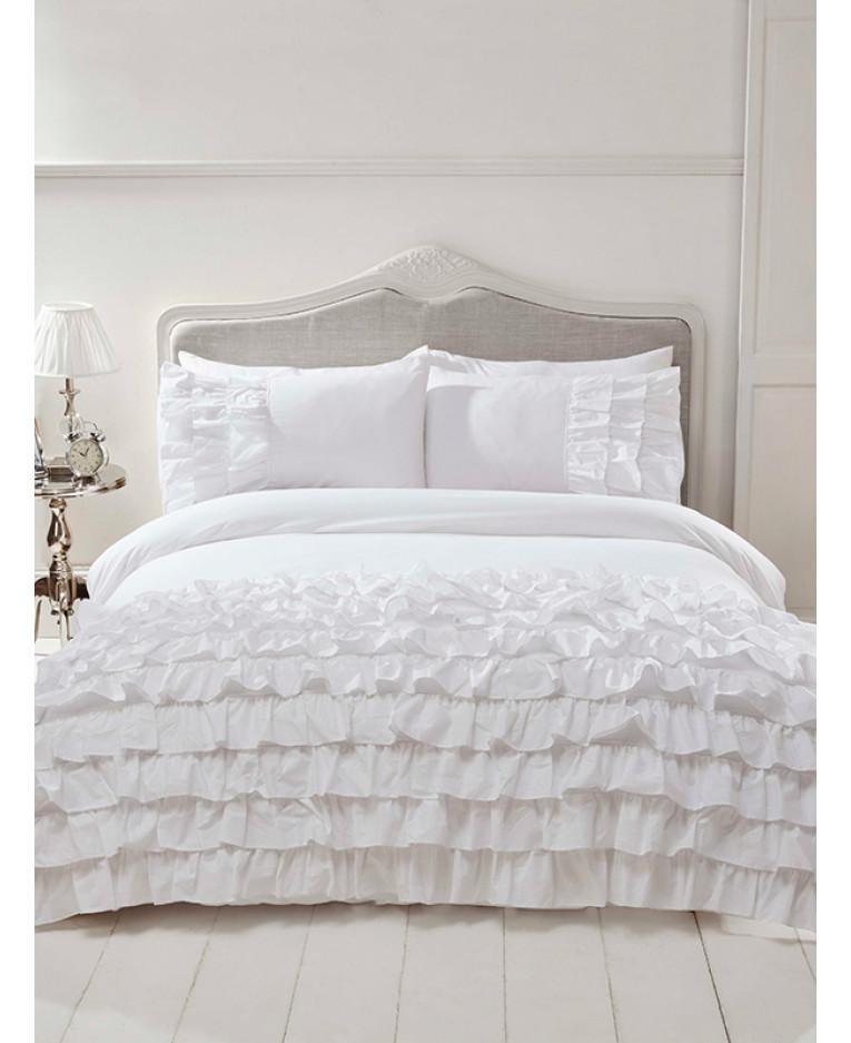 Flamenco Ruffle White Duvet Cover And Pillowcase Set Ruffle