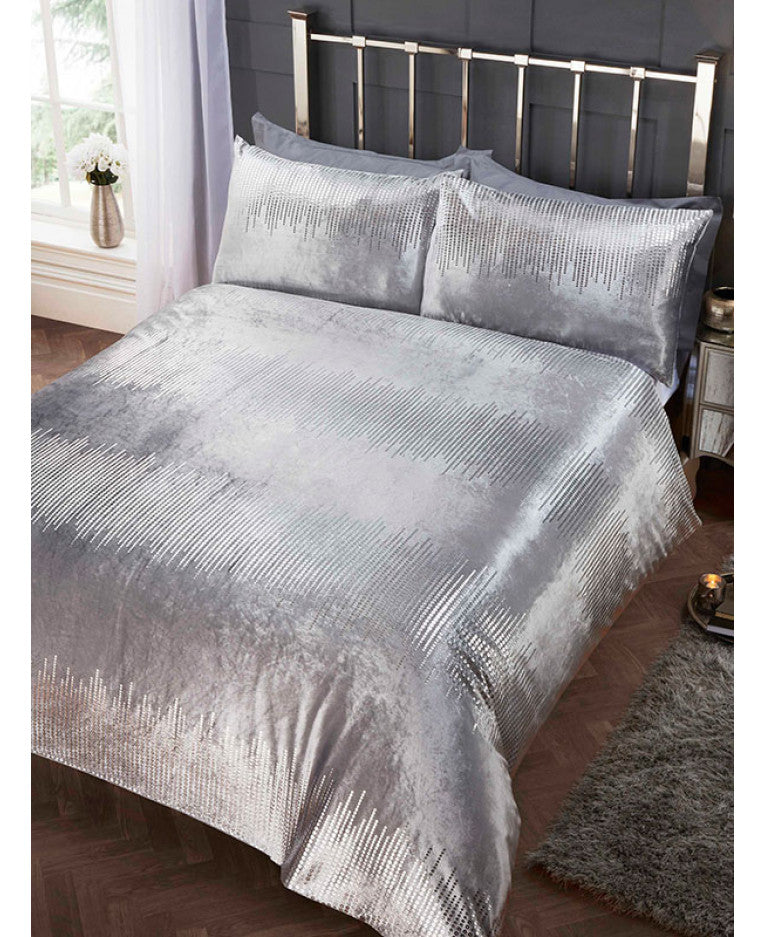 silver bed cover set