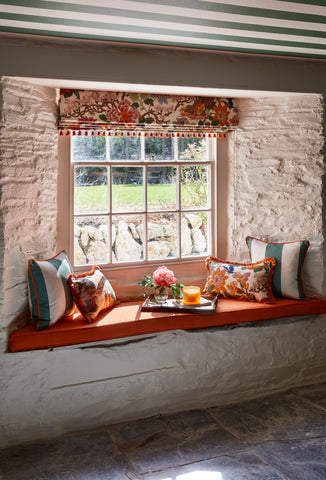 The World's Your Oyster cottage window seat off white eco paint colour