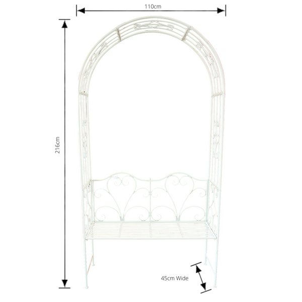 Garden Arch with Bench Seat Rustic Cream| The Complete Garden