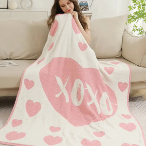 XOXO & Heart Print Cozy Throw Blanket - Remedy Road