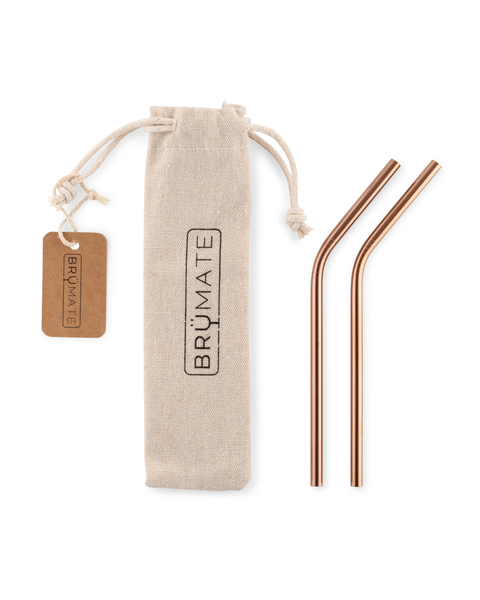 Pack of 4 - Reusable Stainless Steel Straws Gold