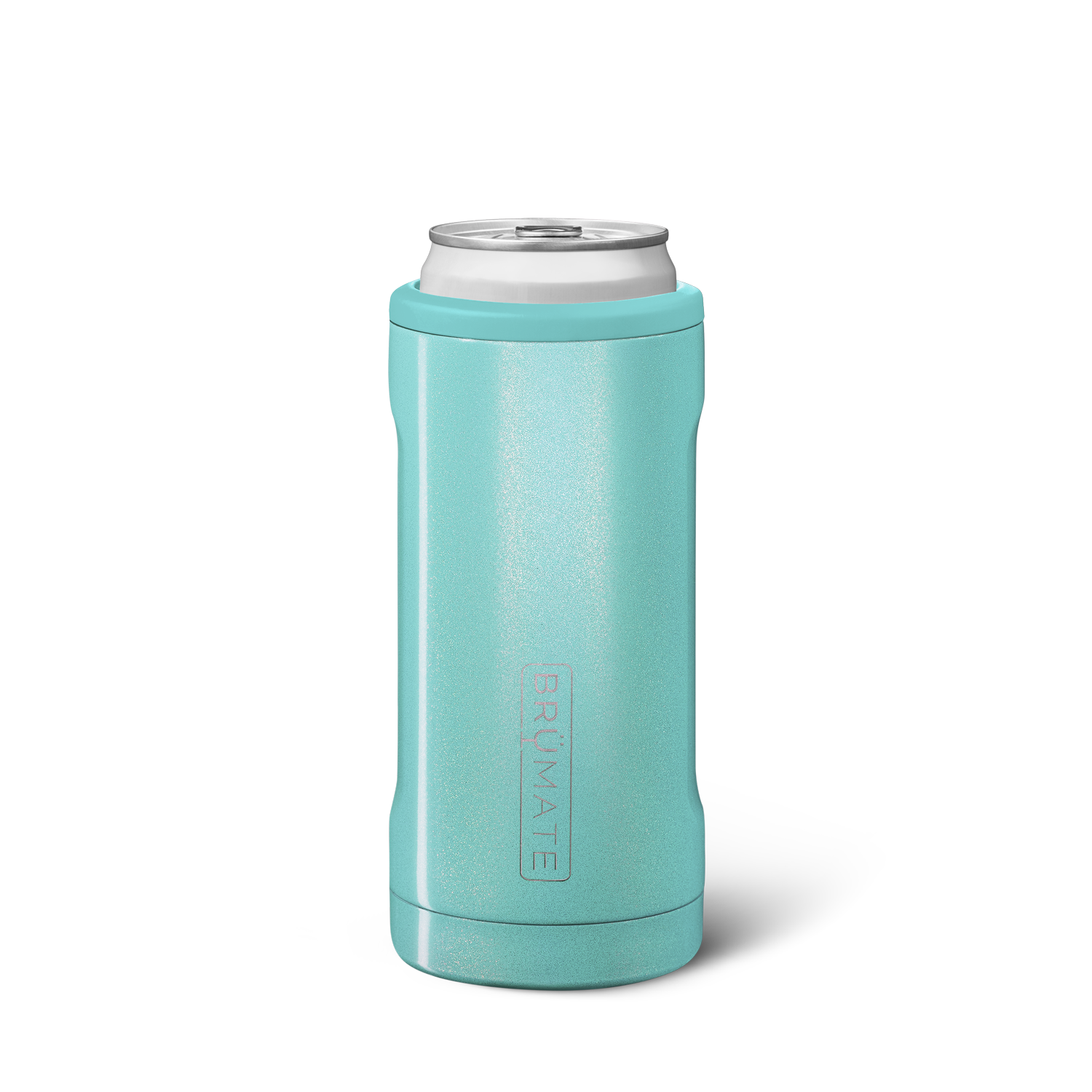 Brumate Hopsulator Slim Can Cooler Tumbler 12 oz Drink Holder Glitter Aqua