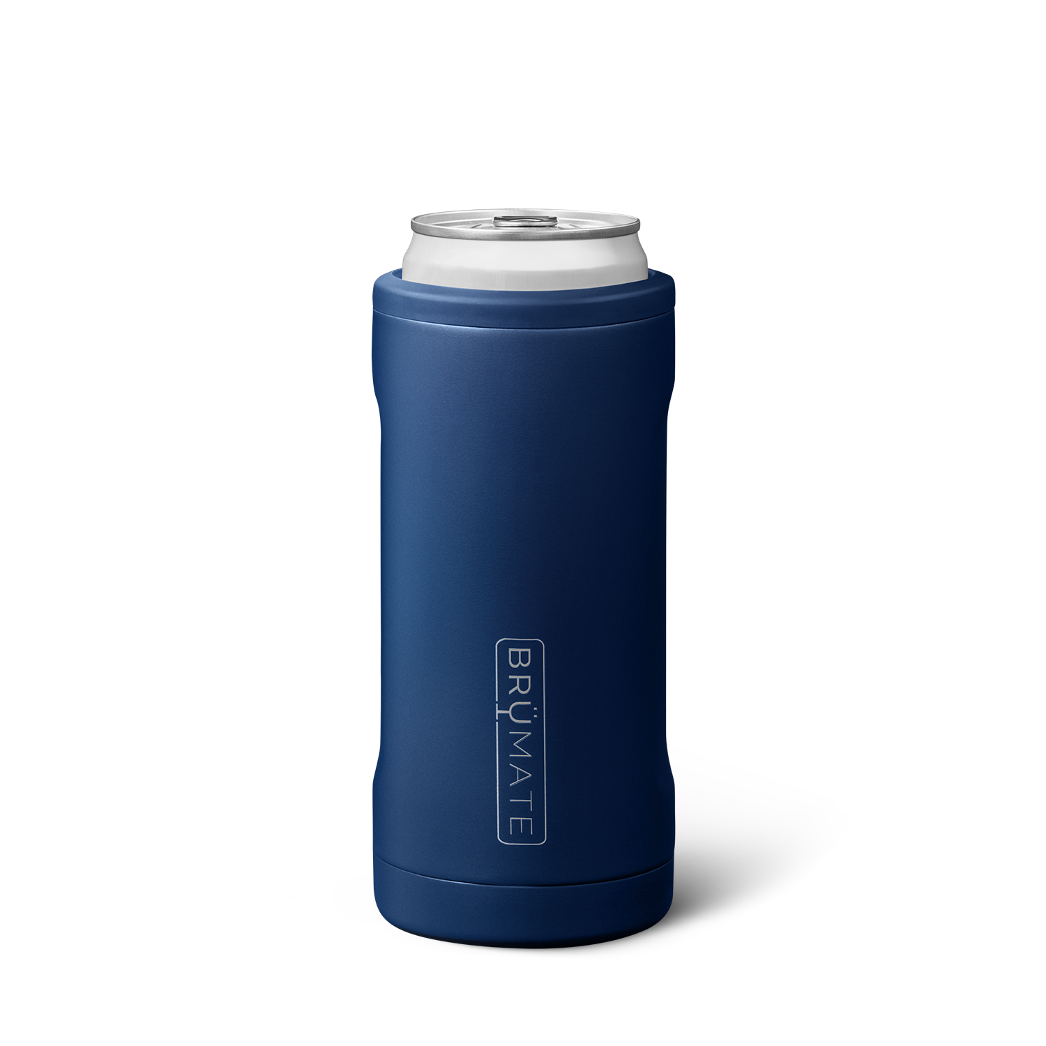 BrüMate Hopsulator Slim | Insulated Cooler Beverage Sleeve for Travel | Matte Navy | 12oz Slim Cans