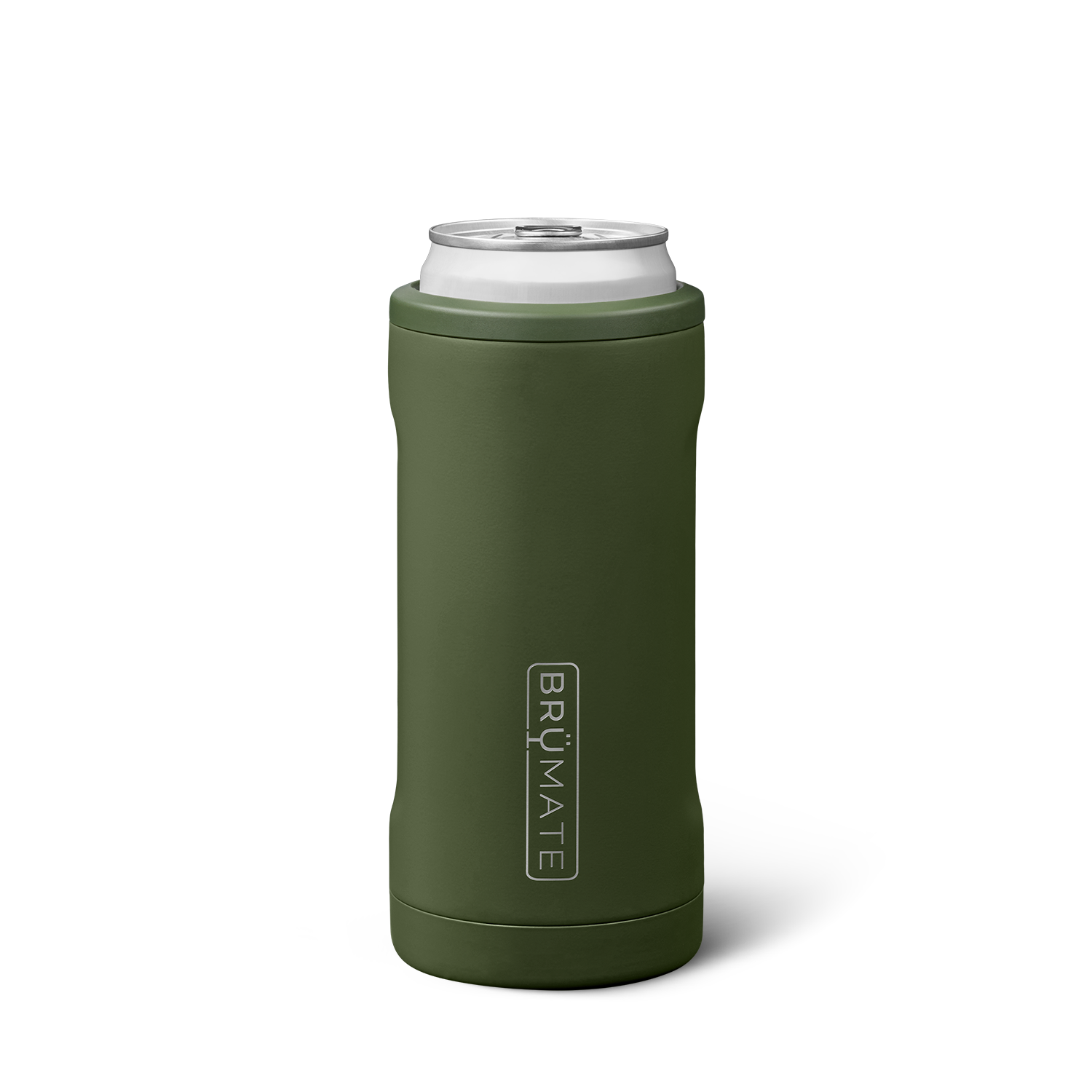 BrüMate Hopsulator Slim | Insulated Cooler Beverage Sleeve for Travel | OD Green | 12oz Slim Cans