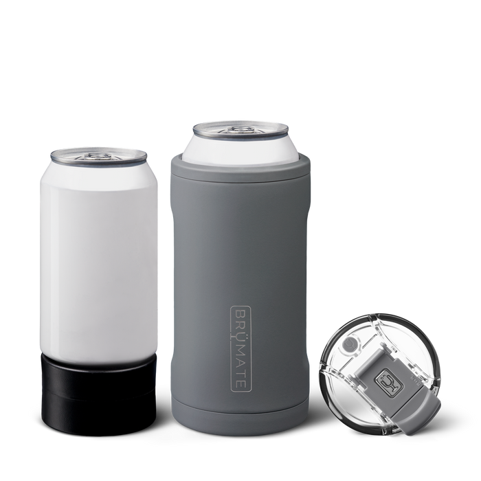 BrüMate Hopsulator Slim Double-walled Stainless Steel Insulated Can Cooler  for 12 Oz Slim Cans (Glitter Merlot) 