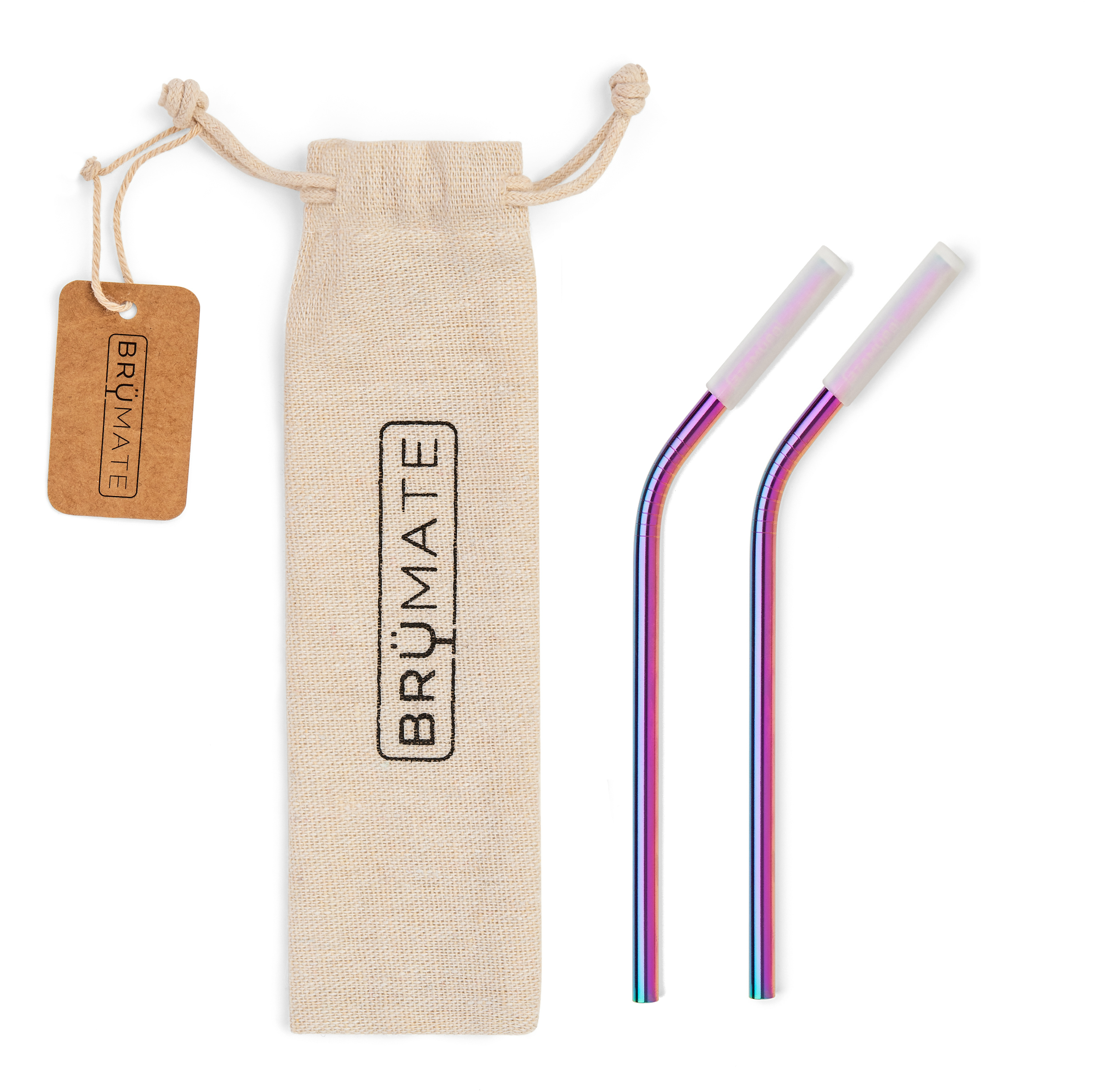 BrüMate Stainless Steel Reusable Straws | Rainbow Titanium | Small