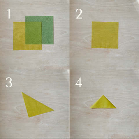 Four photo instructions to begin making a tulip out of window star paper from bella luna toys