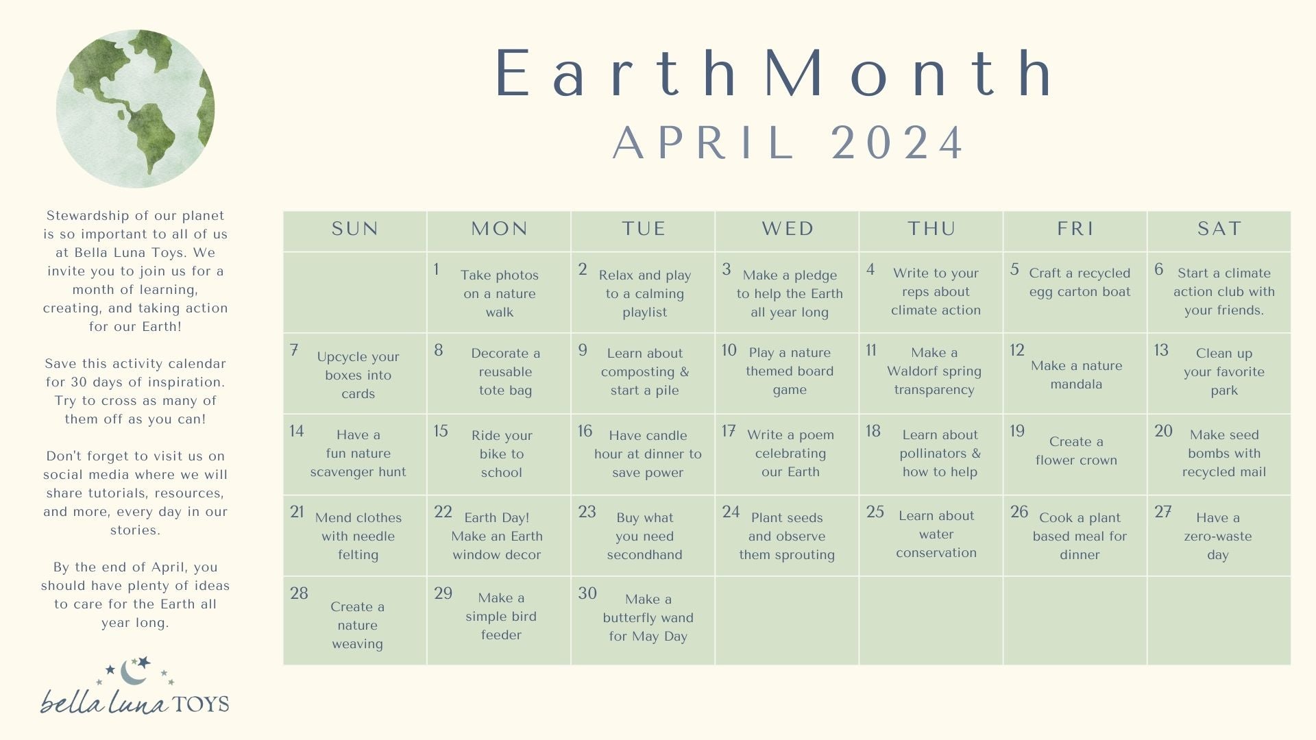 April Activity Calendar