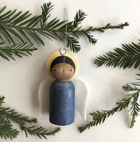 A complete DIY Winter Angel peg doll for Bella Luna Toys.