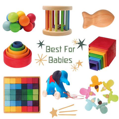 Group of Grimm's toys specifically for babies