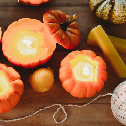 Beeswax pumpkin luminaries fall candle diy