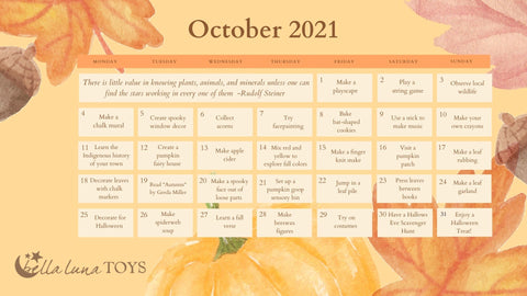 Bella Luna Toys October Activity Calendar