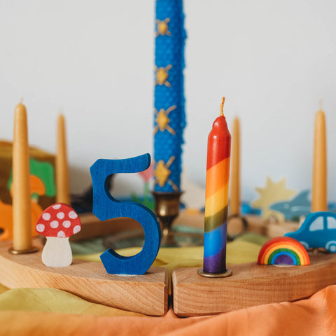 Waldorf birthday traditions wooden birthday ring Grimms wooden toys