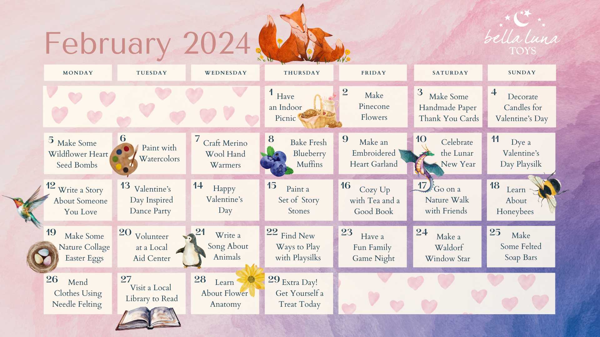 The February Activity Calendar