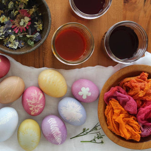 Naturally dyed floral printed Easter eggs