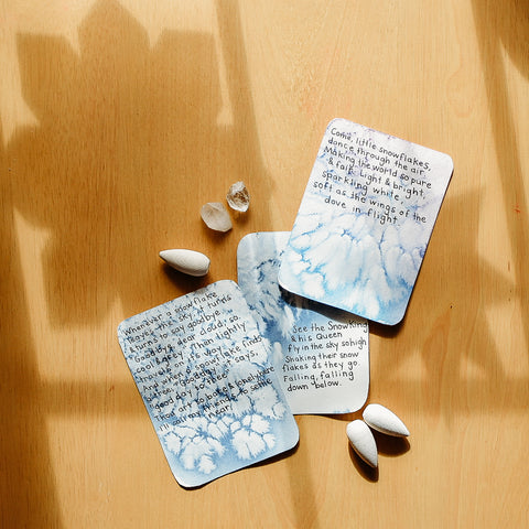 Three winter verse cards on watercolor painted cards with a few loose parts and crystals