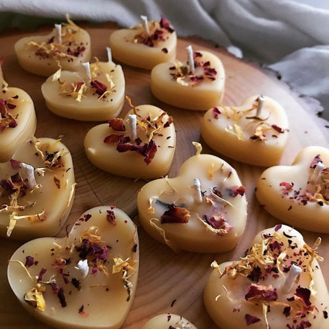 Beeswax and calendula candles handmade Valentine