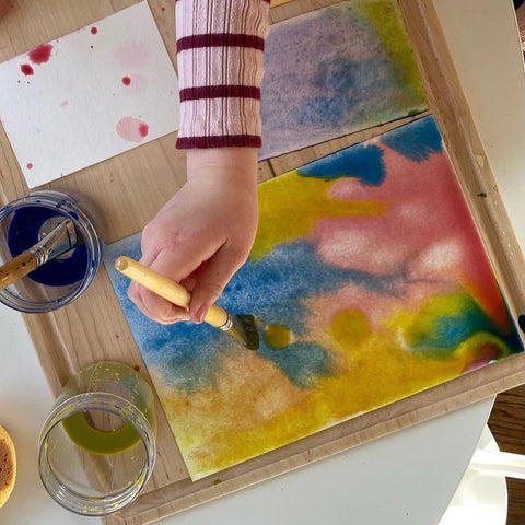 Wet on wet watercolor with Stockmar paints Waldorf education