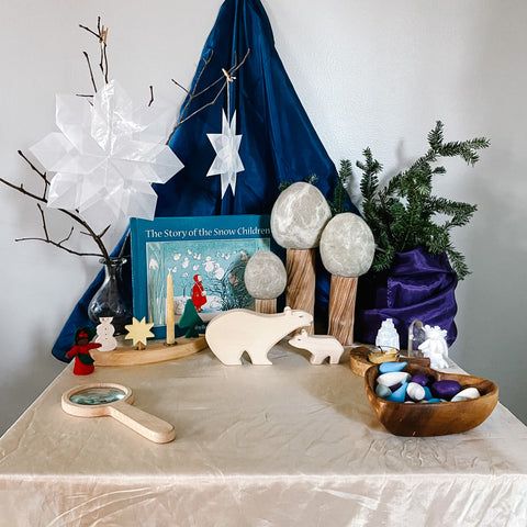 Waldorf winter nature table