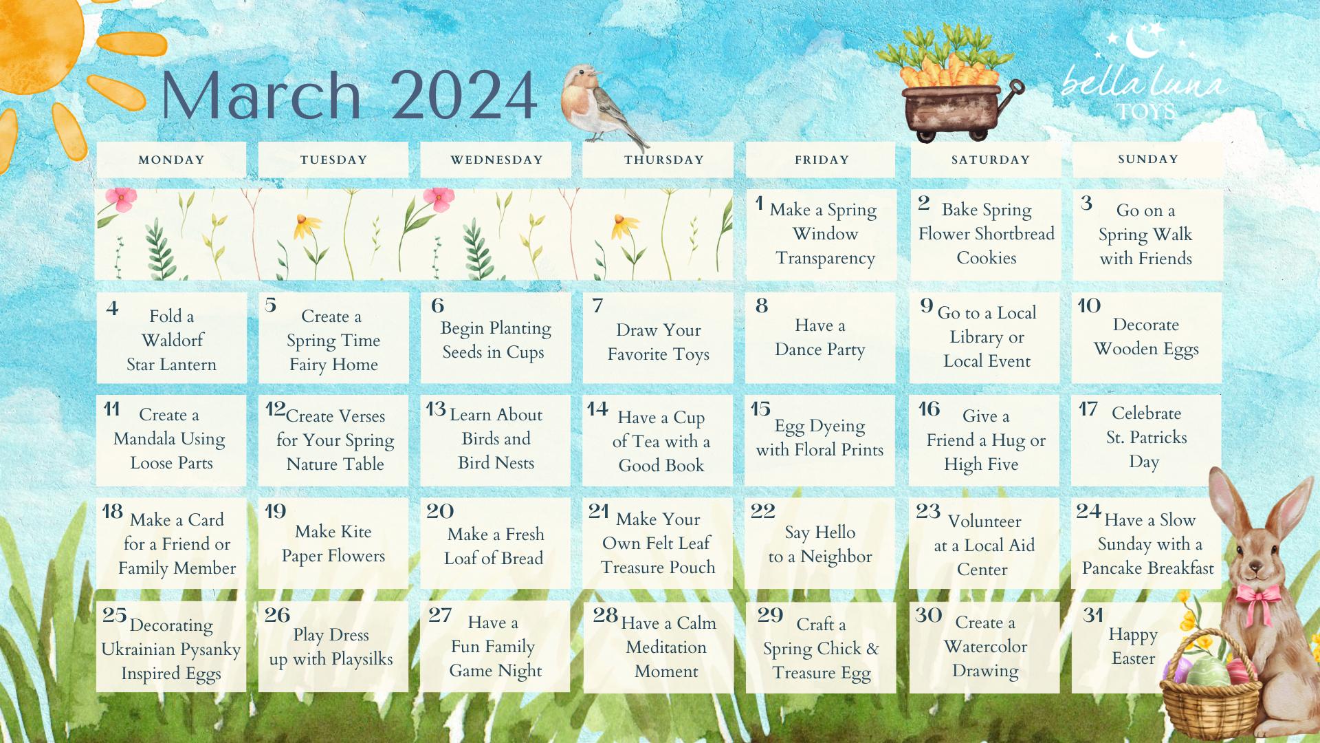 A March Activity calendar.