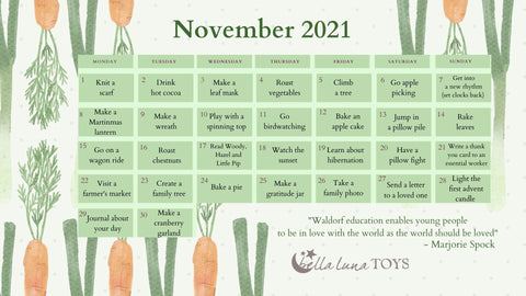 November Activity Calendar at Bella Luna Toys