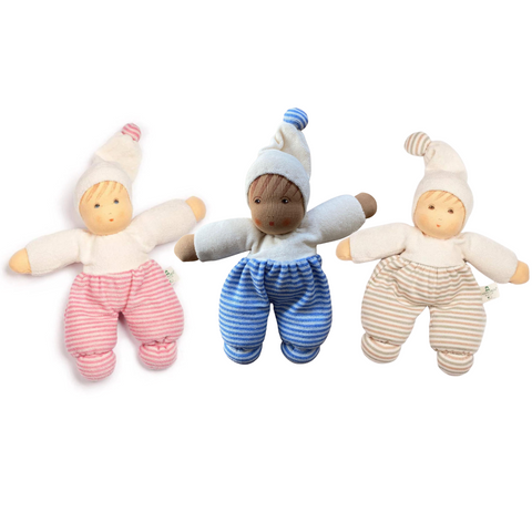 Three soft, organic nanchen waldorf baby dolls