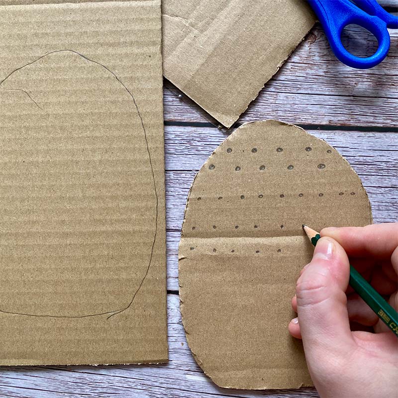 DIY Cardboard embroidered egg craft.