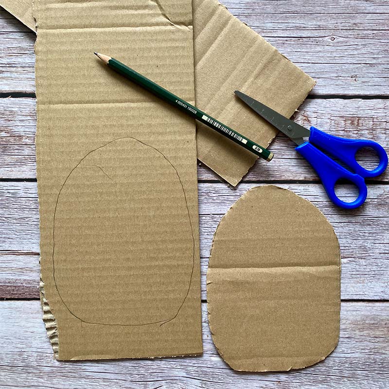 DIY Cardboard embroidered egg craft.