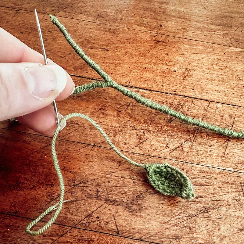 Leaf being sewn.