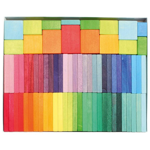Grimm's Wooden Toys Color Chart Rally Building Blocks set