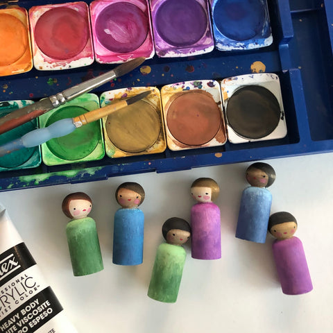 Painting peg dolls with Margaret Bloom