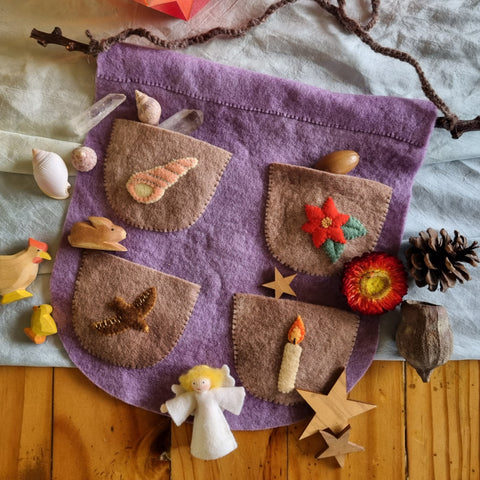 four pocket wool felt waldorf advent calendar 