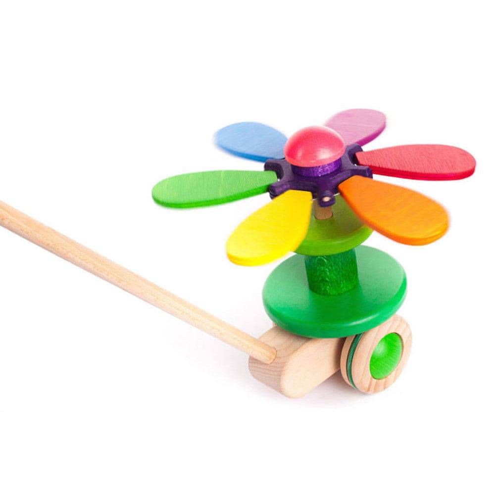 Rainbow Flower Wooden Push Toy
