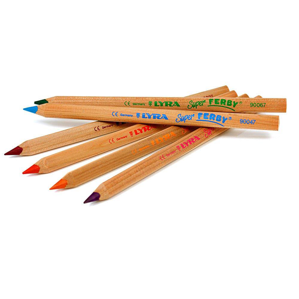 LYRA Super Ferby Triangular Giant Colored Pencils, Unlacquered, 6.25  Millimeter Lead Core, 18 Pencil Set, Assorted Colors (3711180)