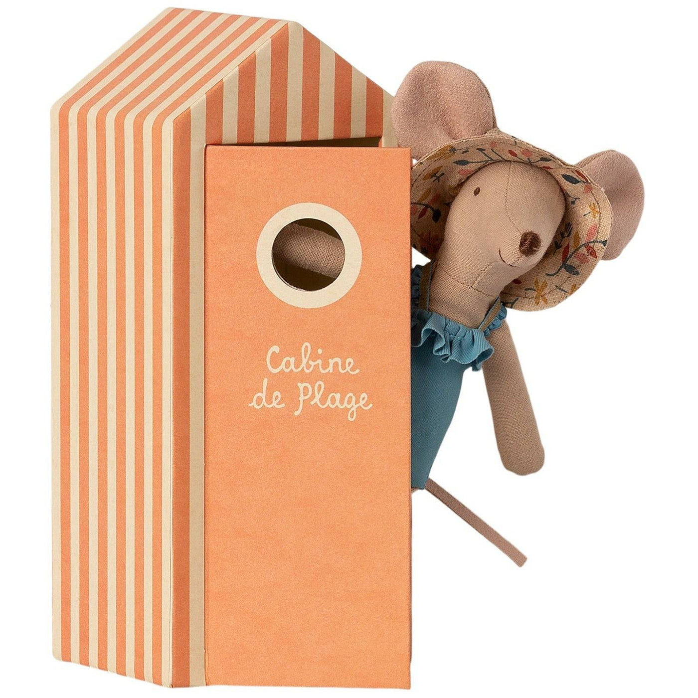 Maileg Mom Mouse in a "Cabin de Plage" Cabana - Stuffed Animals - Bella Luna Toys