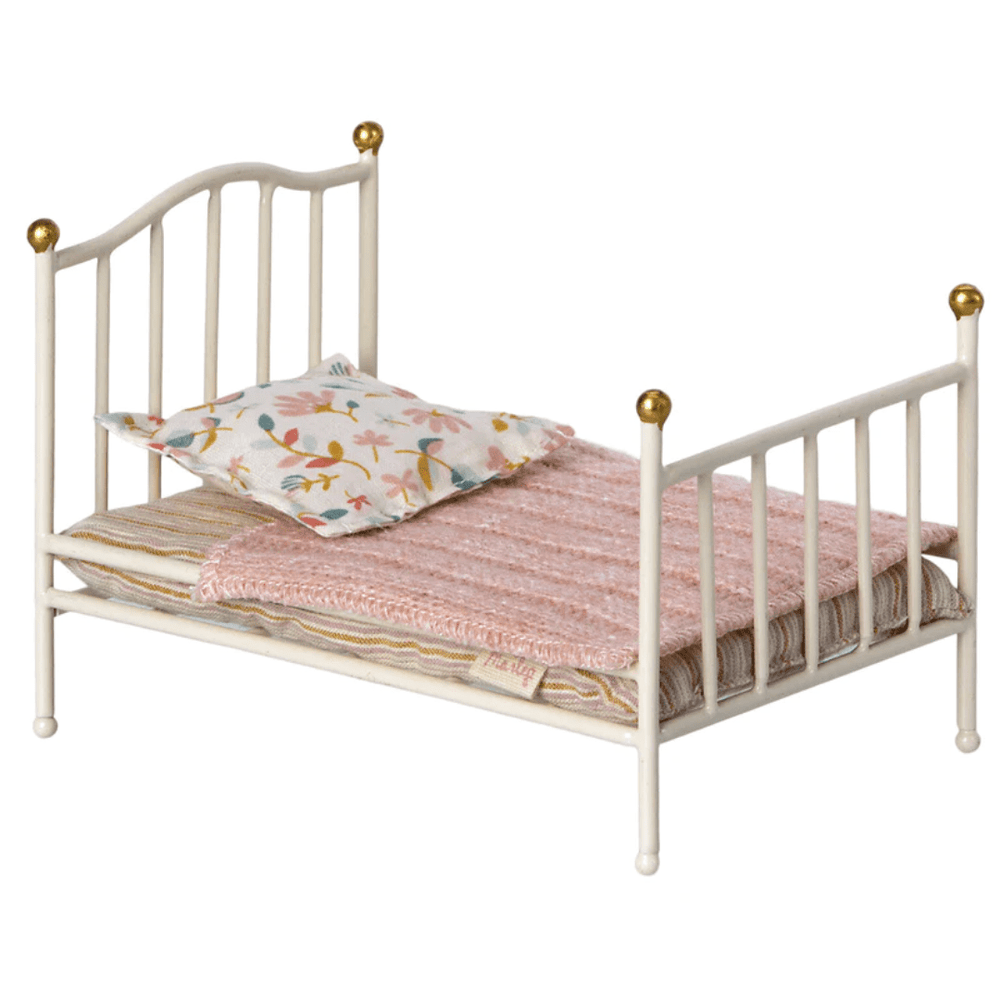 Maileg Micro Rose Cot Bed With Bunny