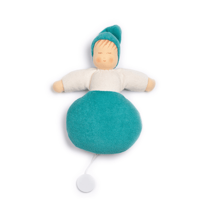 Nanchen Little Dreamer Music Box Waldorf Baby Doll - Turquoise - Bella Luna Toys