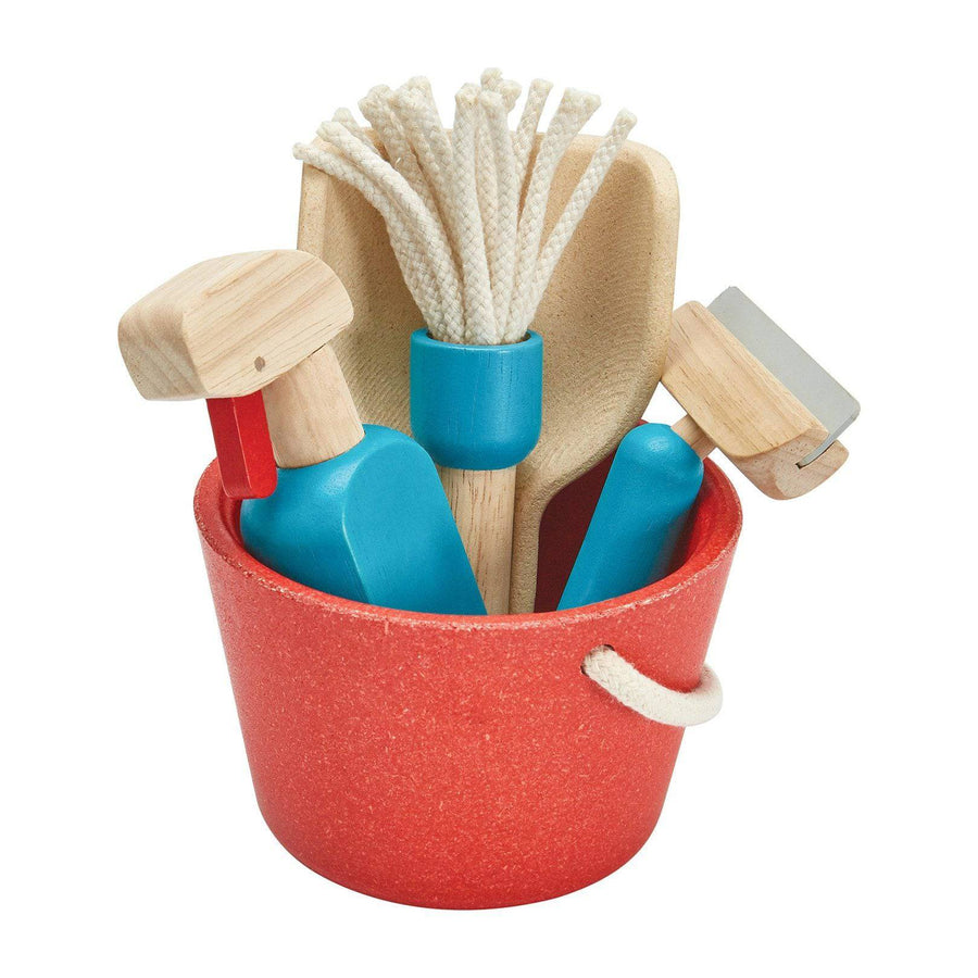 wooden toy cleaning set