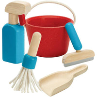 wooden toy cleaning set