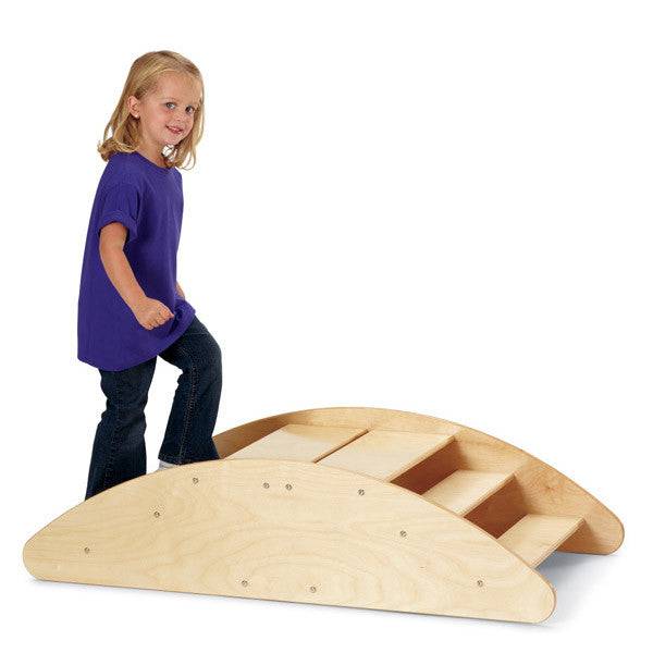 Wooden Rocking Boat Kids Bridge Stairs