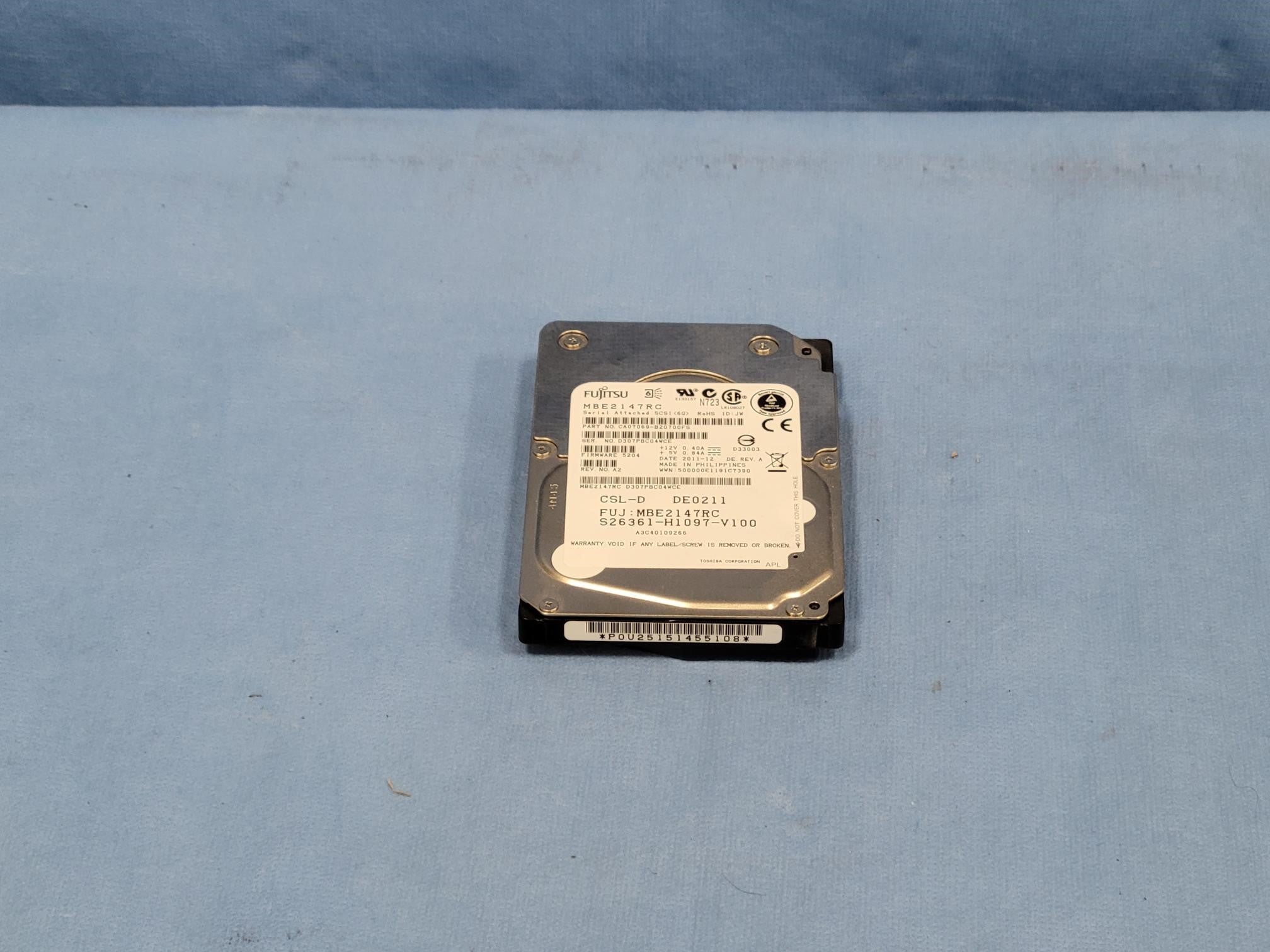 Fujitsu 146GB 15K 6Gb/s 2.5" SAS HDD S26361-H1097-V100 MBE2147RC