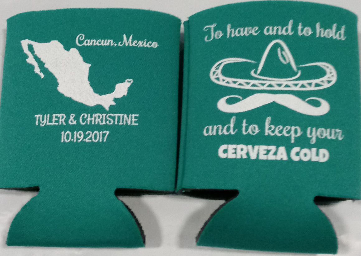 Destination Wedding Koozies Mexico Custom Can Coolers Odysseycustom