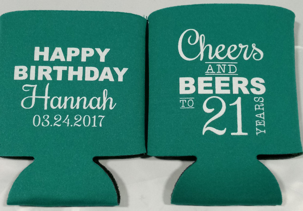 cheers and beers to 21 years can huggers personalized Birthday