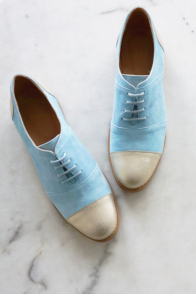 teal brogues