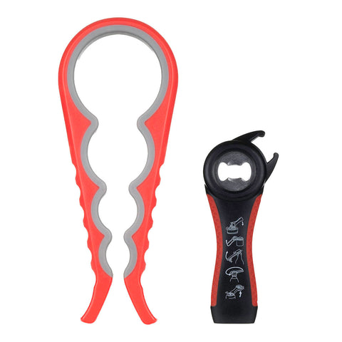Jar Opener Can Opener Bottle Opener for Senior, Arthritis Hands and Anyone  with Low Strength, Arthritis Jar Opener Get Lids Off Easily(Black and Red)