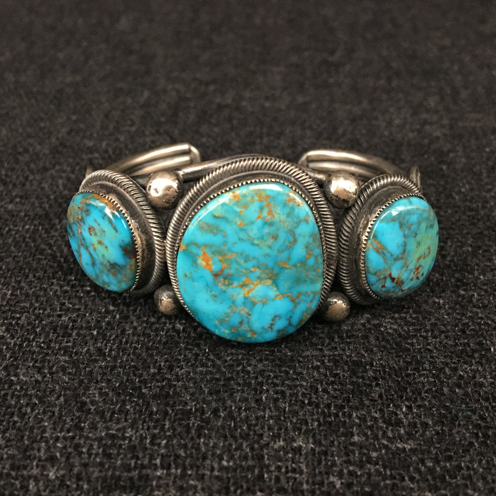 Native American Silver and Turquoise Bracelet | Mahakala Fine Arts