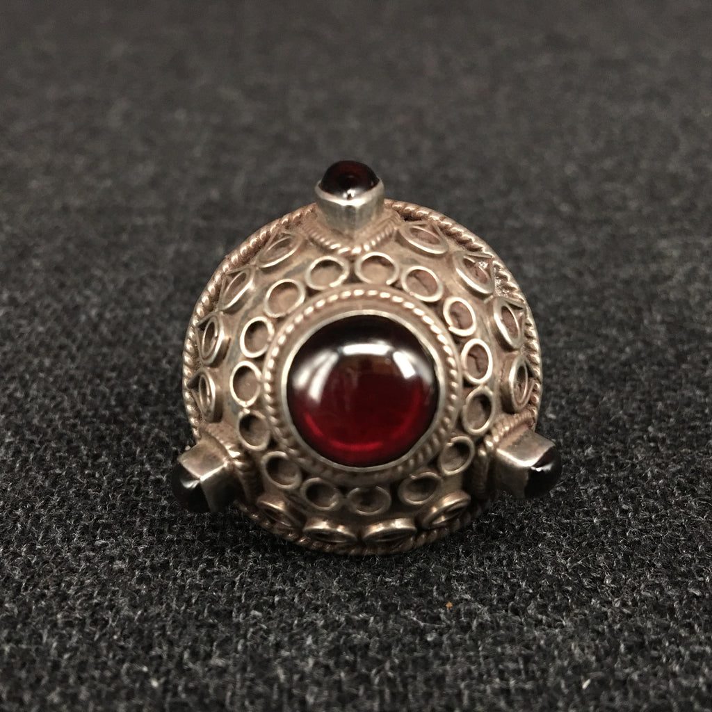 Antique Himalayan Garnet and Silver Ring | Jewelry | Mahakala Fine Arts